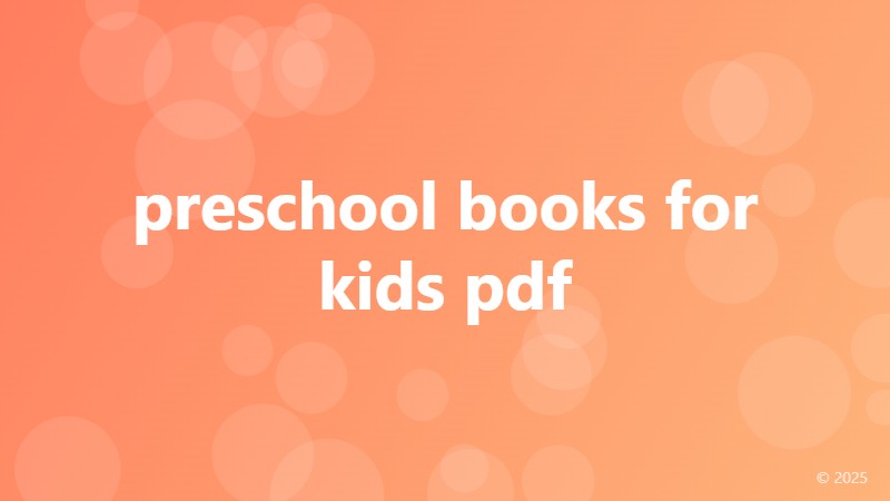 preschool books for kids pdf