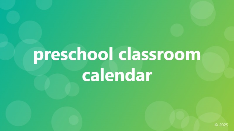 preschool classroom calendar