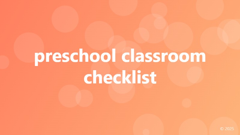 preschool classroom checklist