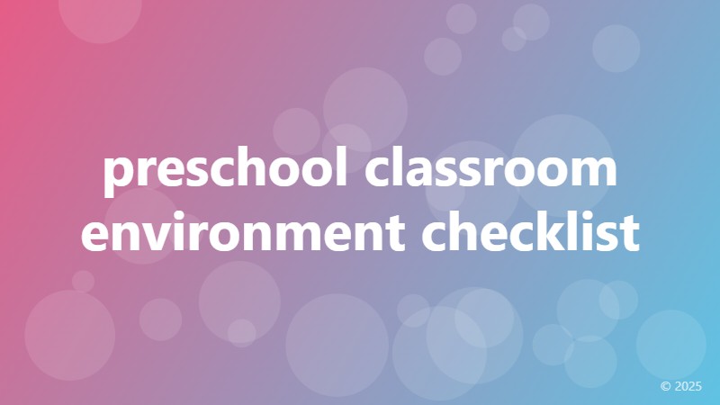 preschool classroom environment checklist