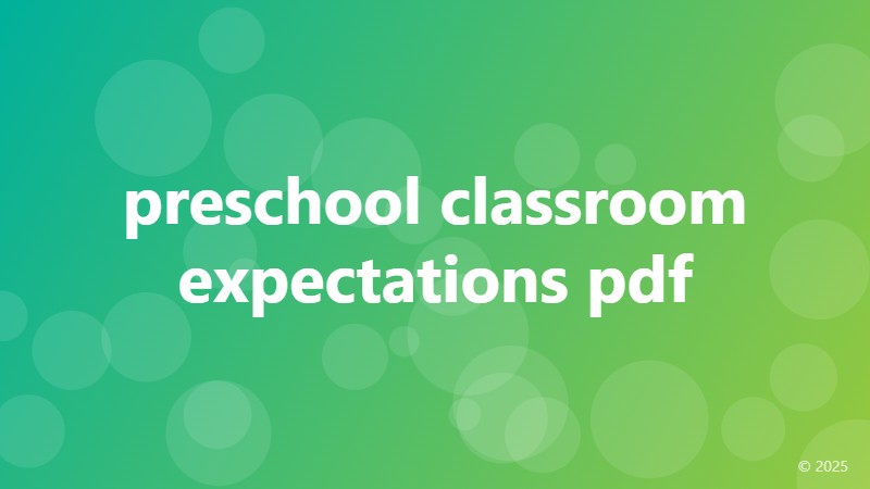 preschool classroom expectations pdf