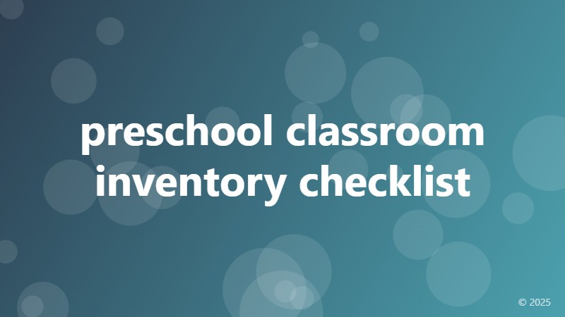 preschool classroom inventory checklist