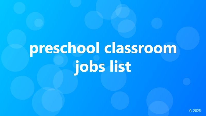 preschool classroom jobs list