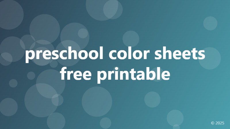 preschool color sheets free printable