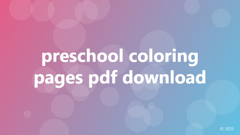 preschool coloring pages pdf download
