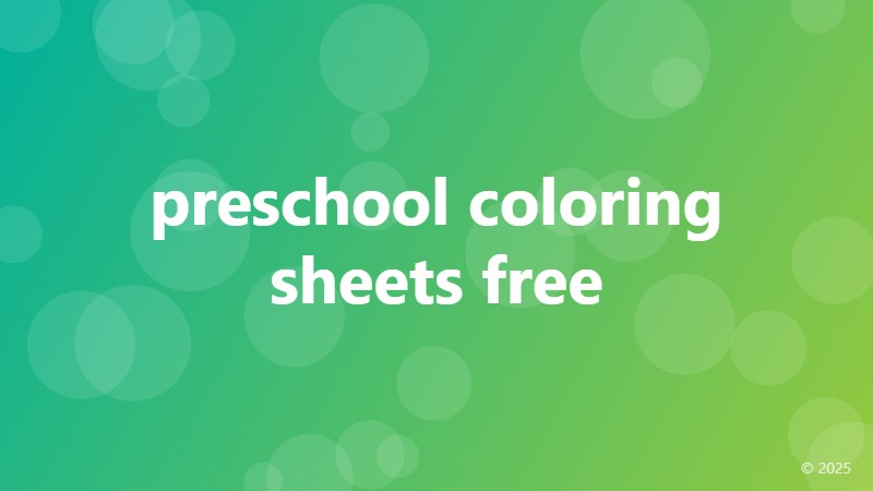 preschool coloring sheets free