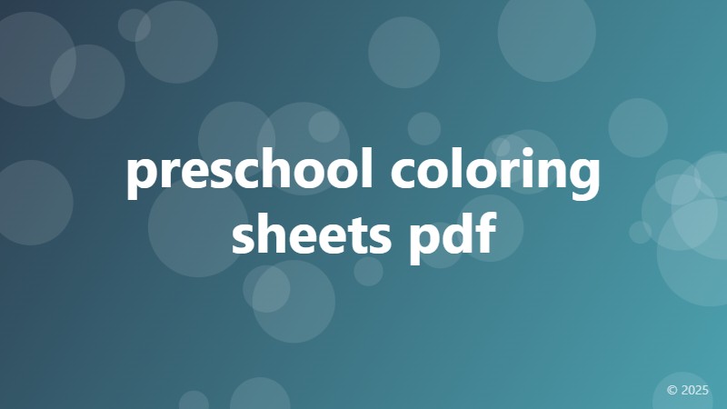 preschool coloring sheets pdf