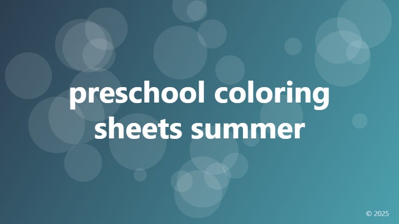 preschool coloring sheets summer