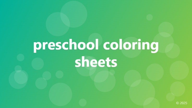 preschool coloring sheets