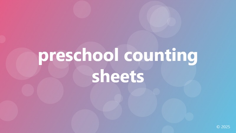 preschool counting sheets