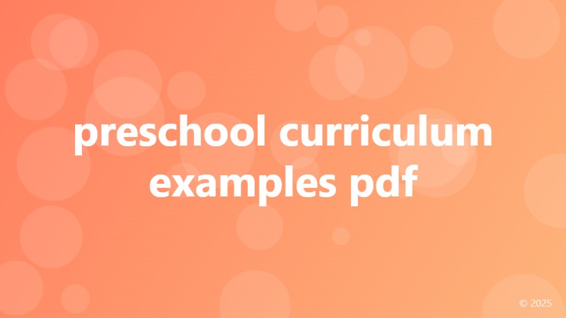 preschool curriculum examples pdf
