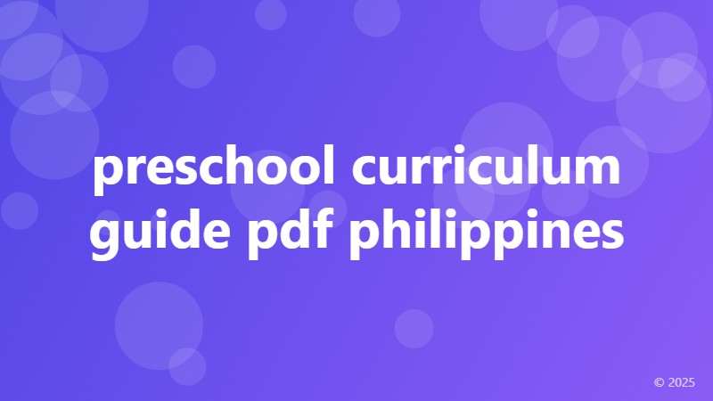 preschool curriculum guide pdf philippines