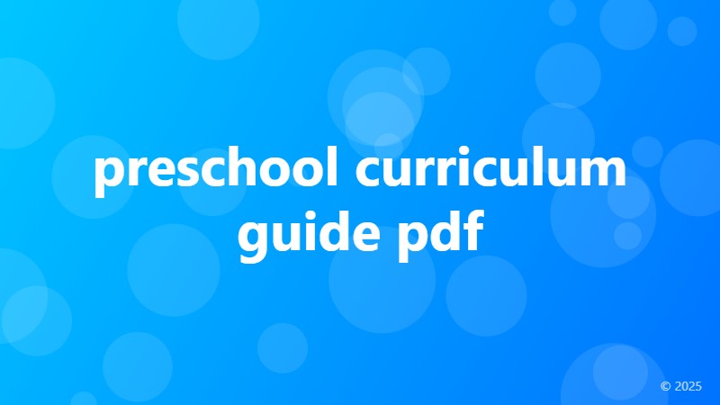 preschool curriculum guide pdf