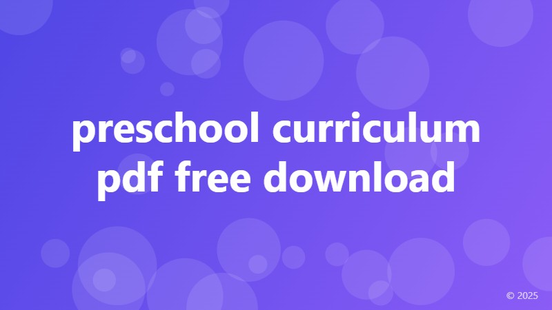preschool curriculum pdf free download