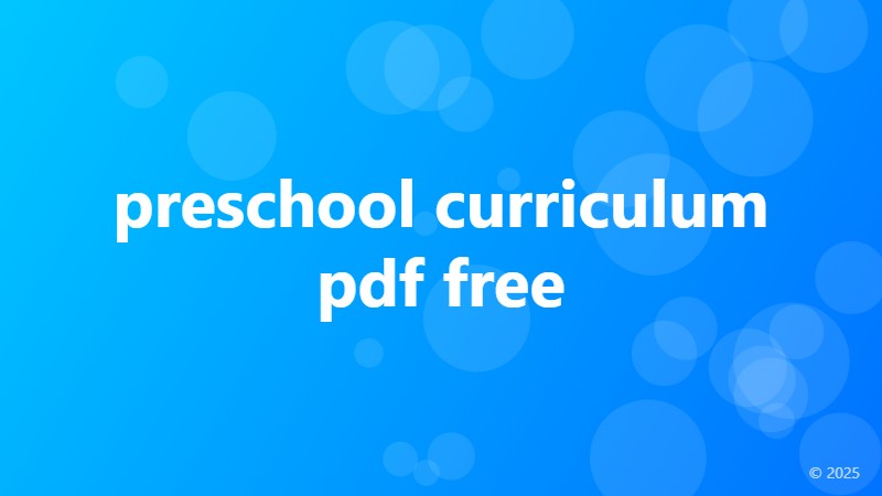 preschool curriculum pdf free