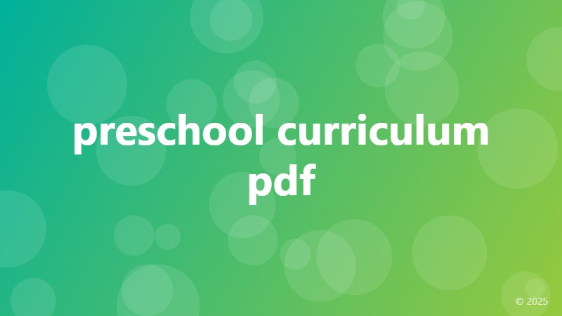 preschool curriculum pdf