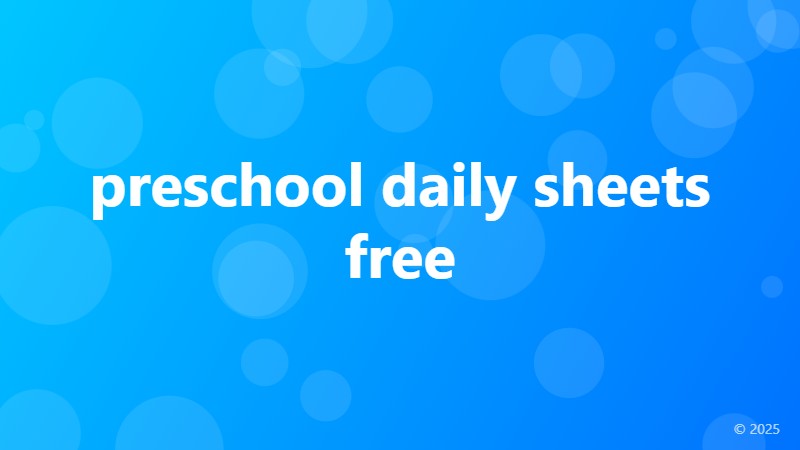 preschool daily sheets free