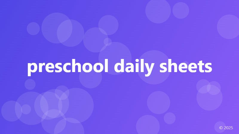 preschool daily sheets