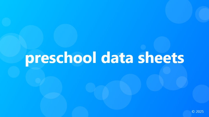 preschool data sheets
