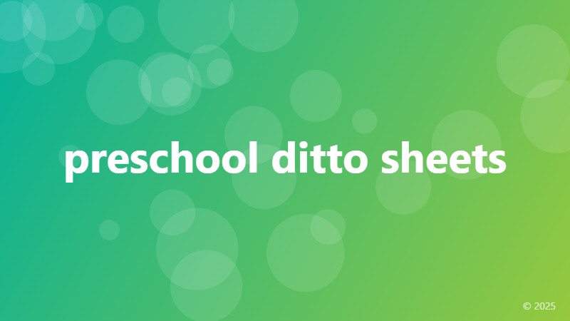 preschool ditto sheets