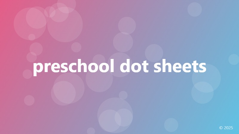 preschool dot sheets