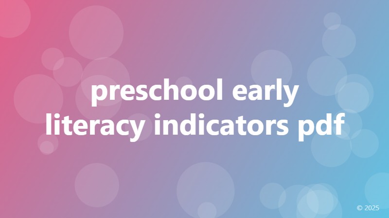 preschool early literacy indicators pdf