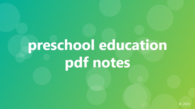 preschool education pdf notes