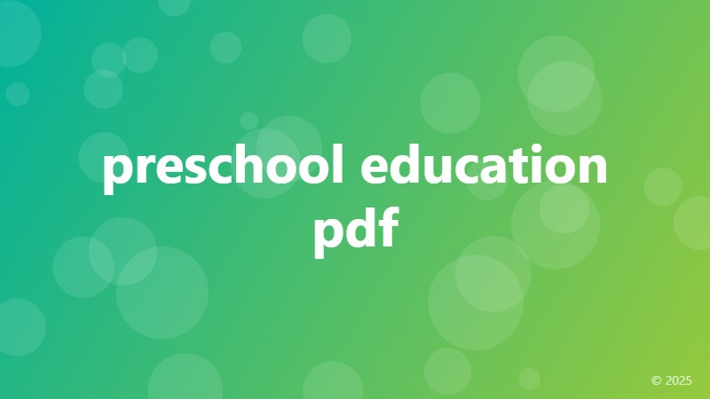 preschool education pdf