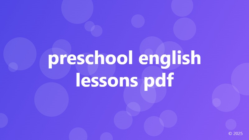 preschool english lessons pdf