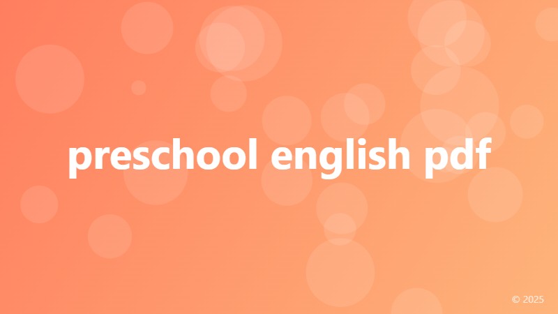 preschool english pdf