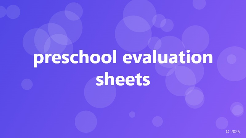 preschool evaluation sheets