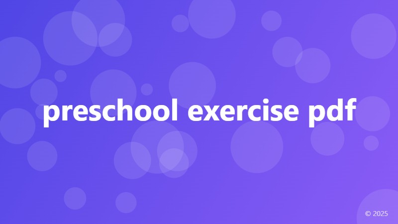 preschool exercise pdf