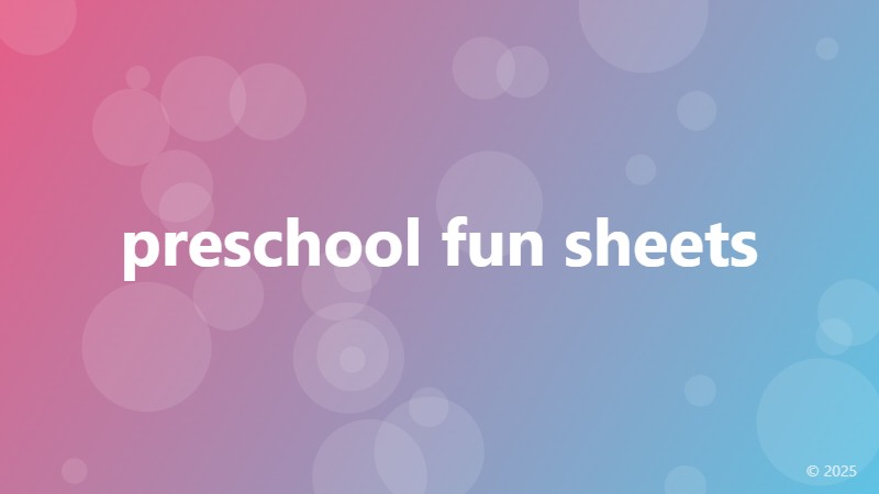 preschool fun sheets
