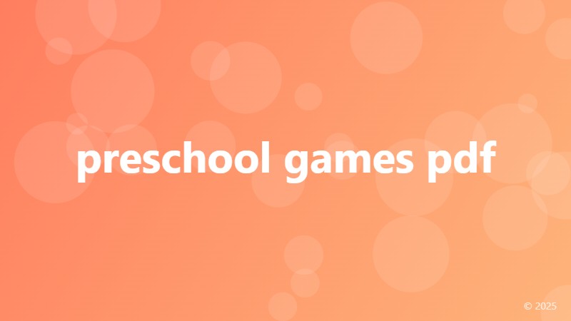 preschool games pdf