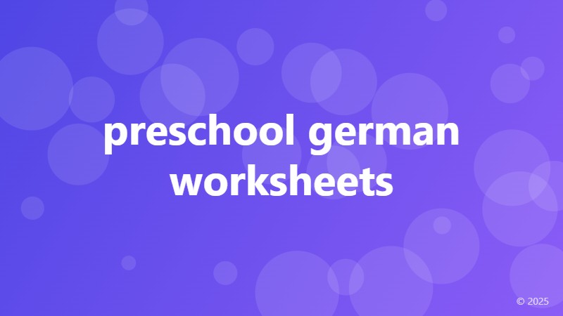 preschool german worksheets