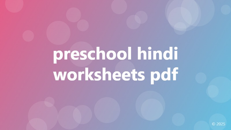 preschool hindi worksheets pdf