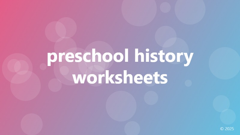 preschool history worksheets