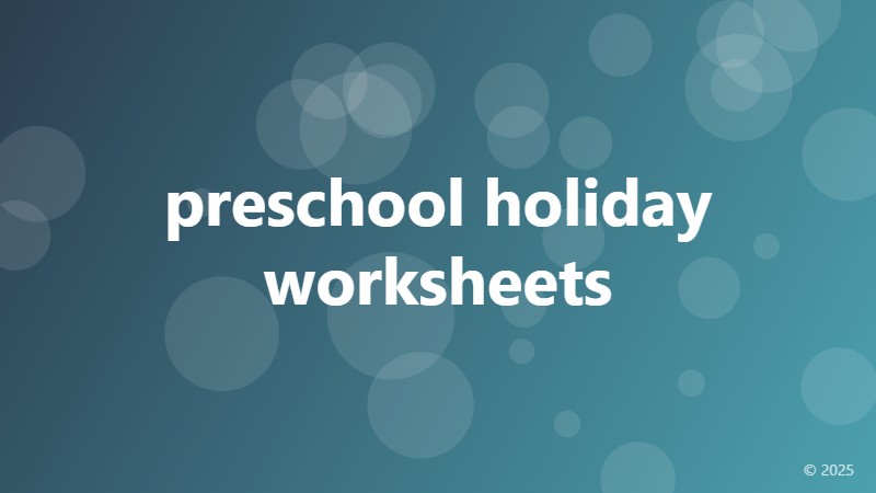 preschool holiday worksheets