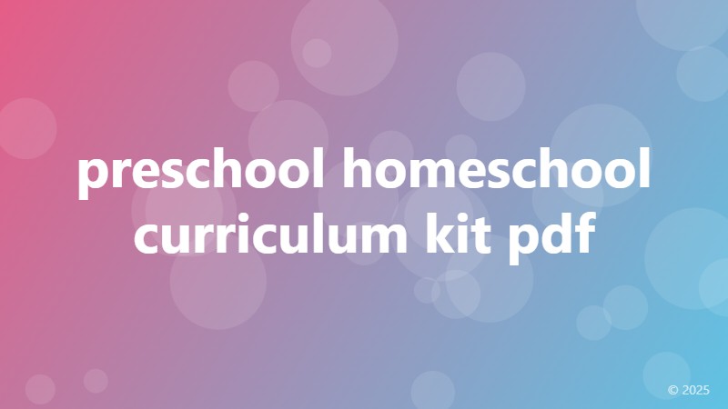 preschool homeschool curriculum kit pdf