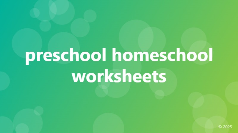 preschool homeschool worksheets