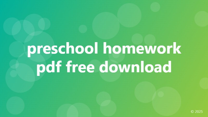 preschool homework pdf free download
