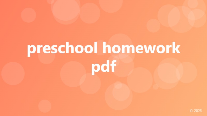 preschool homework pdf