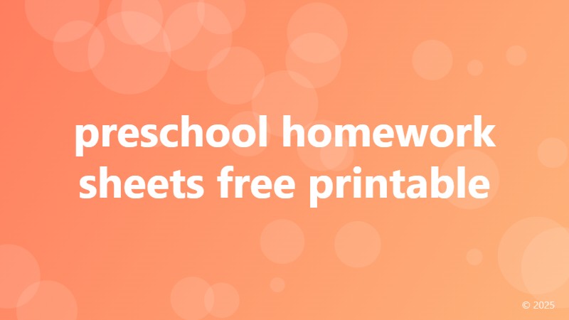 preschool homework sheets free printable