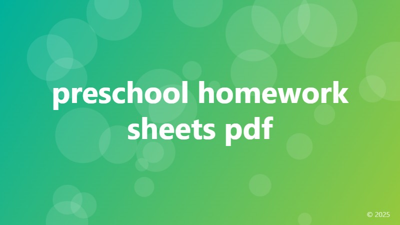 preschool homework sheets pdf