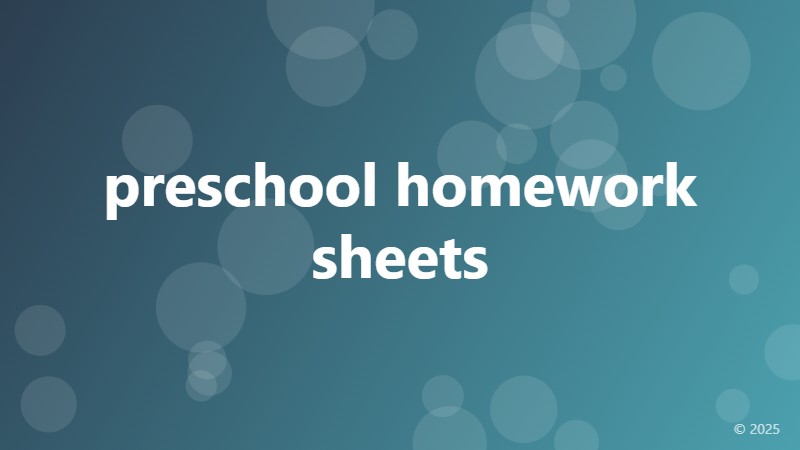 preschool homework sheets