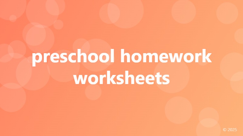 preschool homework worksheets