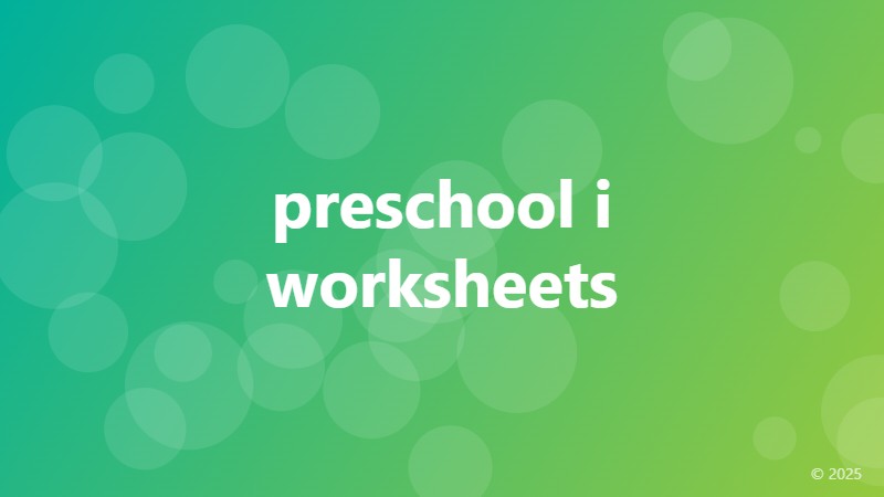 preschool i worksheets