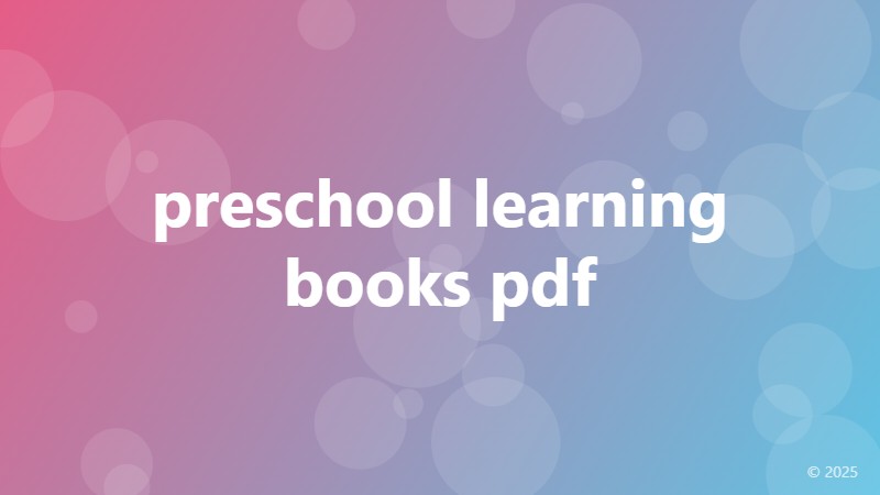 preschool learning books pdf
