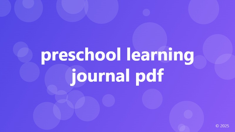 preschool learning journal pdf