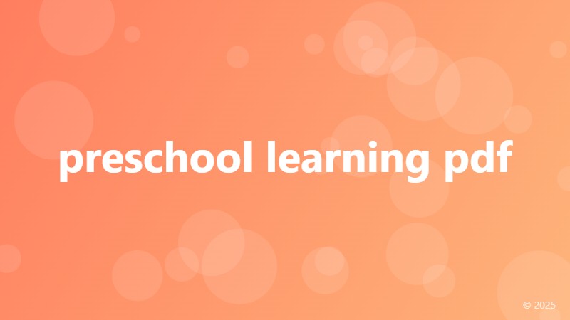 preschool learning pdf